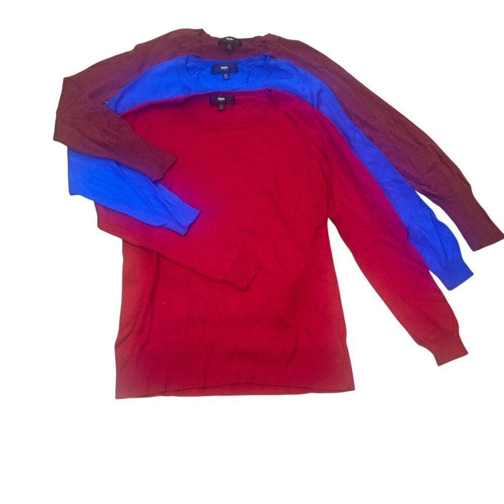 Mossimo Sweater Lot Set of 3 Size Large Cranberry Blue Burgundy Red
